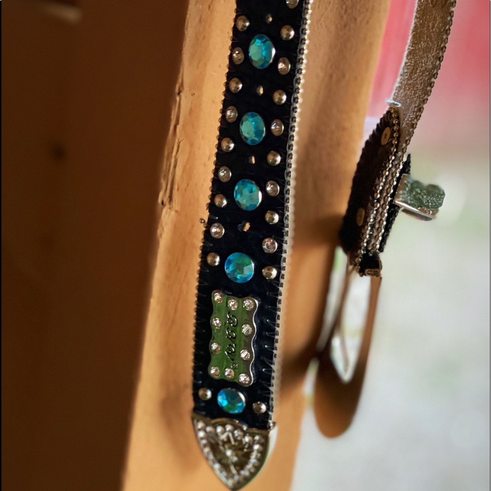 Blue rhinestone belt